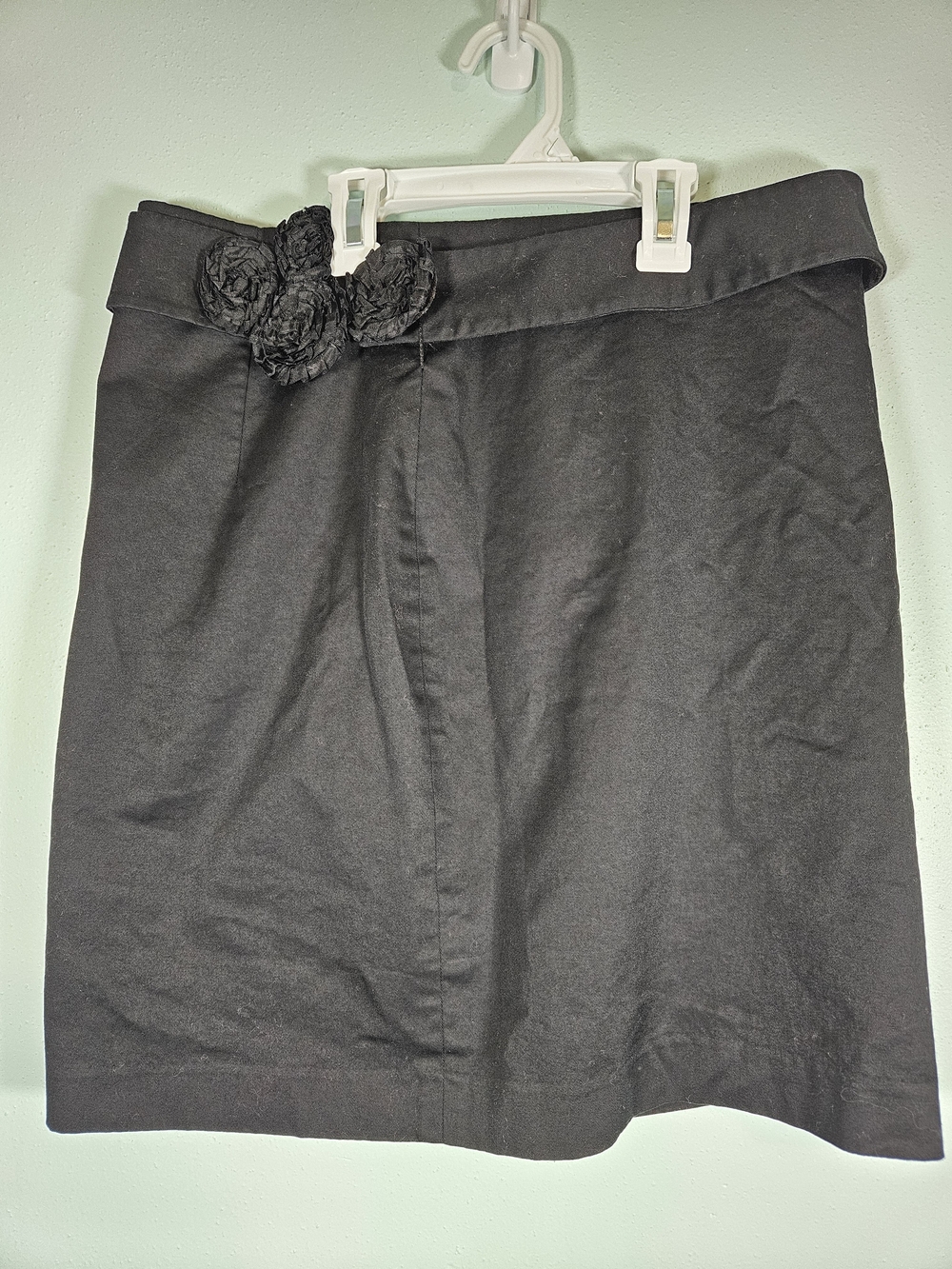 The Limited Black Pencil Skirt with Rosette Detail